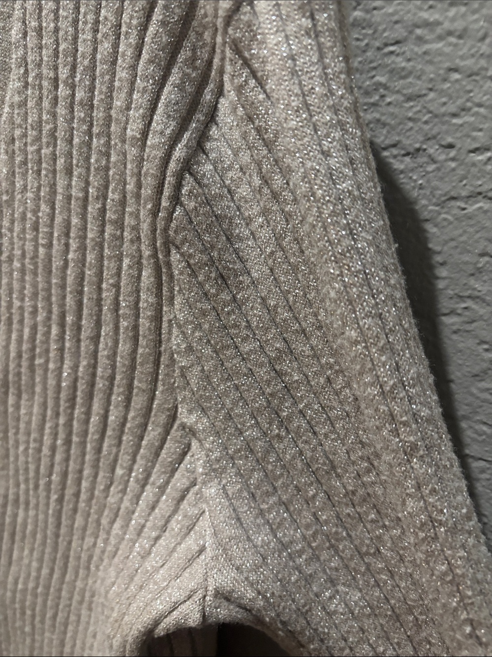 Shimmery Cream Ribbed V-Neck Button Cardigan - Picture 3 of 5